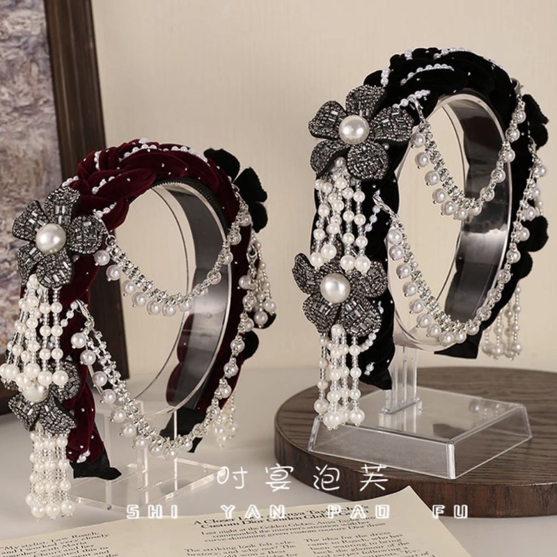 エスニックフローラルベルベットヘッドバンド、取り外し可能なパ - Good Floral & Wedding Decor Supply のレビューと価格