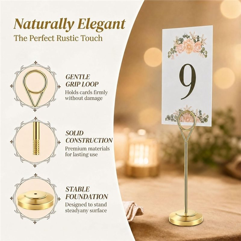 LLCS-12個入りゴールドテーブルナンバーホルダー - 高 - Table Number Gold のレビューと価格